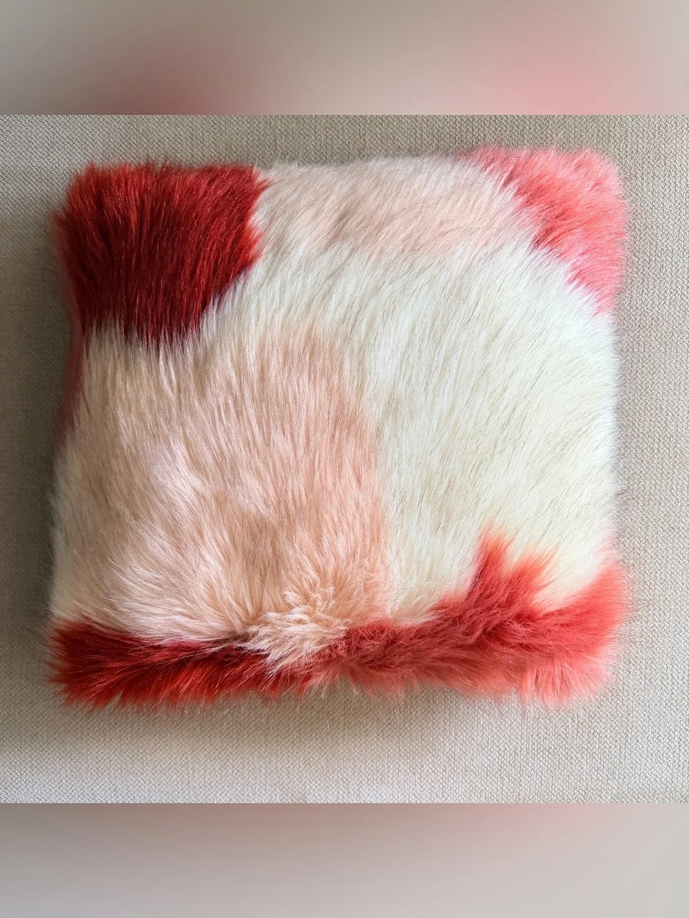 Target Opalhouse Square Colorblock Faux Fur Throw Pillow – Pink, Cream, and Rust